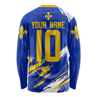 Personalized Bosnia Herzegovina Dragon Soccer Long Sleeve Shirt Bosnian Football Flag Stars Fleur De Lis Grunge