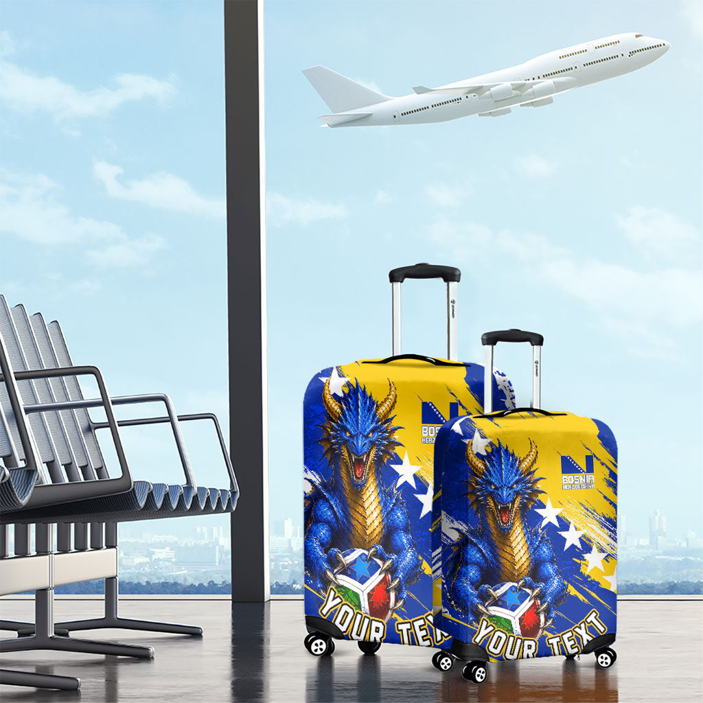Personalized Bosnia Herzegovina Dragon Soccer Luggage Cover Bosnian Football Flag Stars Fleur De Lis Grunge