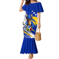 Personalized Bosnia Herzegovina Dragon Soccer Mermaid Dress Bosnian Football Flag Stars Fleur De Lis Grunge