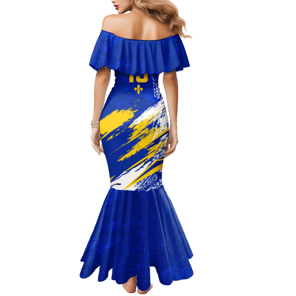 Personalized Bosnia Herzegovina Dragon Soccer Mermaid Dress Bosnian Football Flag Stars Fleur De Lis Grunge
