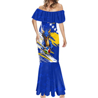 Personalized Bosnia Herzegovina Dragon Soccer Mermaid Dress Bosnian Football Flag Stars Fleur De Lis Grunge