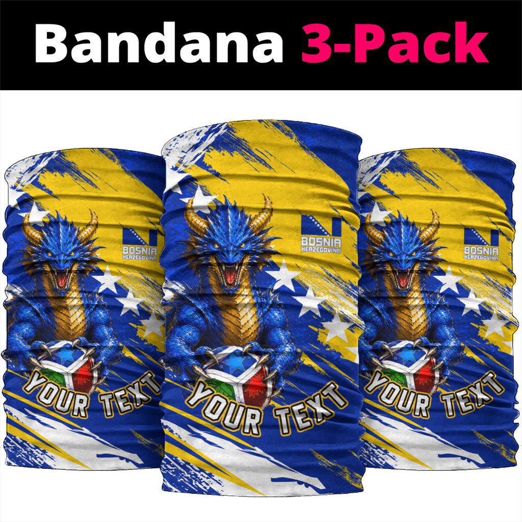 Personalized Bosnia Herzegovina Dragon Soccer Neck Gaiter Bosnian Football Flag Stars Fleur De Lis Grunge