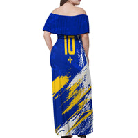 Personalized Bosnia Herzegovina Dragon Soccer Off Shoulder Maxi Dress Bosnian Football Flag Stars Fleur De Lis Grunge