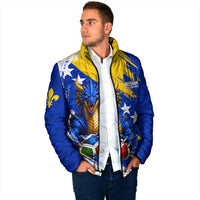 Personalized Bosnia Herzegovina Dragon Soccer Padded Jacket Bosnian Football Flag Stars Fleur De Lis Grunge