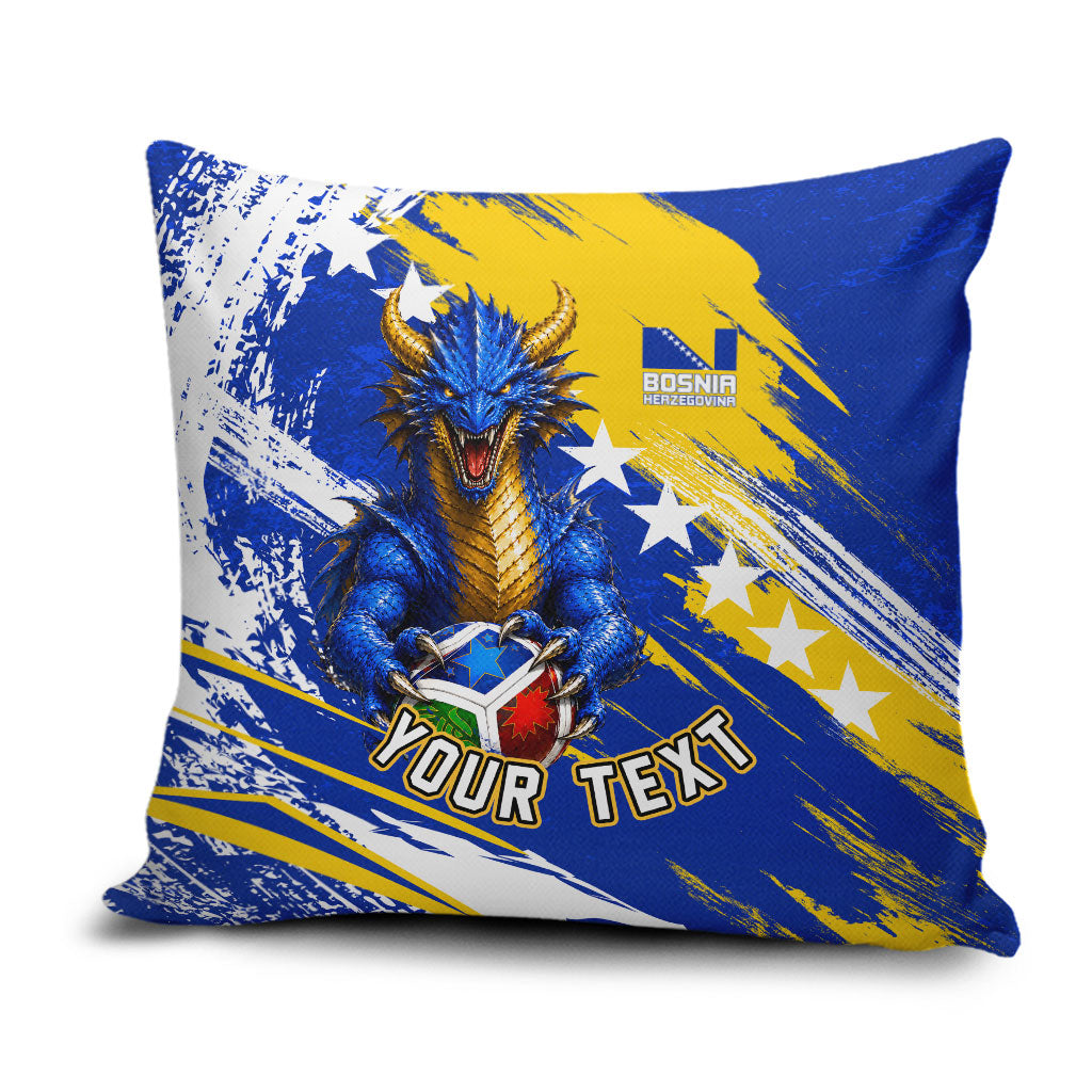 Personalized Bosnia Herzegovina Dragon Soccer Pillow Cover Bosnian Football Flag Stars Fleur De Lis Grunge