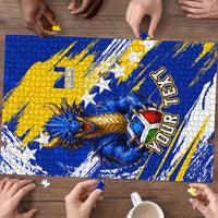 Personalized Bosnia Herzegovina Dragon Soccer Puzzle Bosnian Football Flag Stars Fleur De Lis Grunge