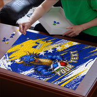 Personalized Bosnia Herzegovina Dragon Soccer Puzzle Bosnian Football Flag Stars Fleur De Lis Grunge