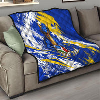 Personalized Bosnia Herzegovina Dragon Soccer Quilt Bosnian Football Flag Stars Fleur De Lis Grunge