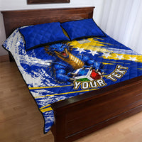 Personalized Bosnia Herzegovina Dragon Soccer Quilt Bed Set Bosnian Football Flag Stars Fleur De Lis Grunge
