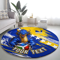 Personalized Bosnia Herzegovina Dragon Soccer Round Carpet Bosnian Football Flag Stars Fleur De Lis Grunge
