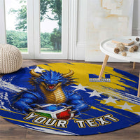 Personalized Bosnia Herzegovina Dragon Soccer Round Carpet Bosnian Football Flag Stars Fleur De Lis Grunge