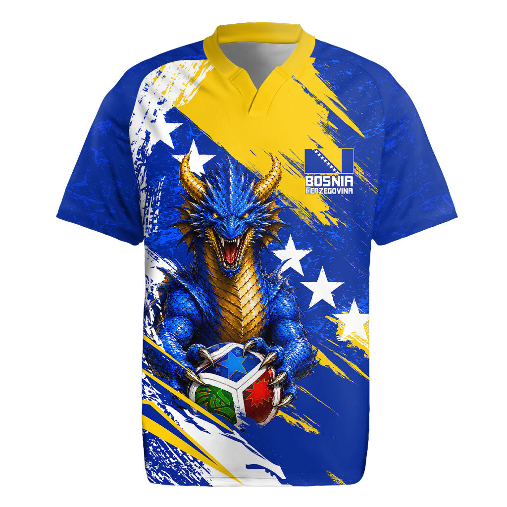 Personalized Bosnia Herzegovina Dragon Soccer Rugby Jersey Bosnian Football Flag Stars Fleur De Lis Grunge