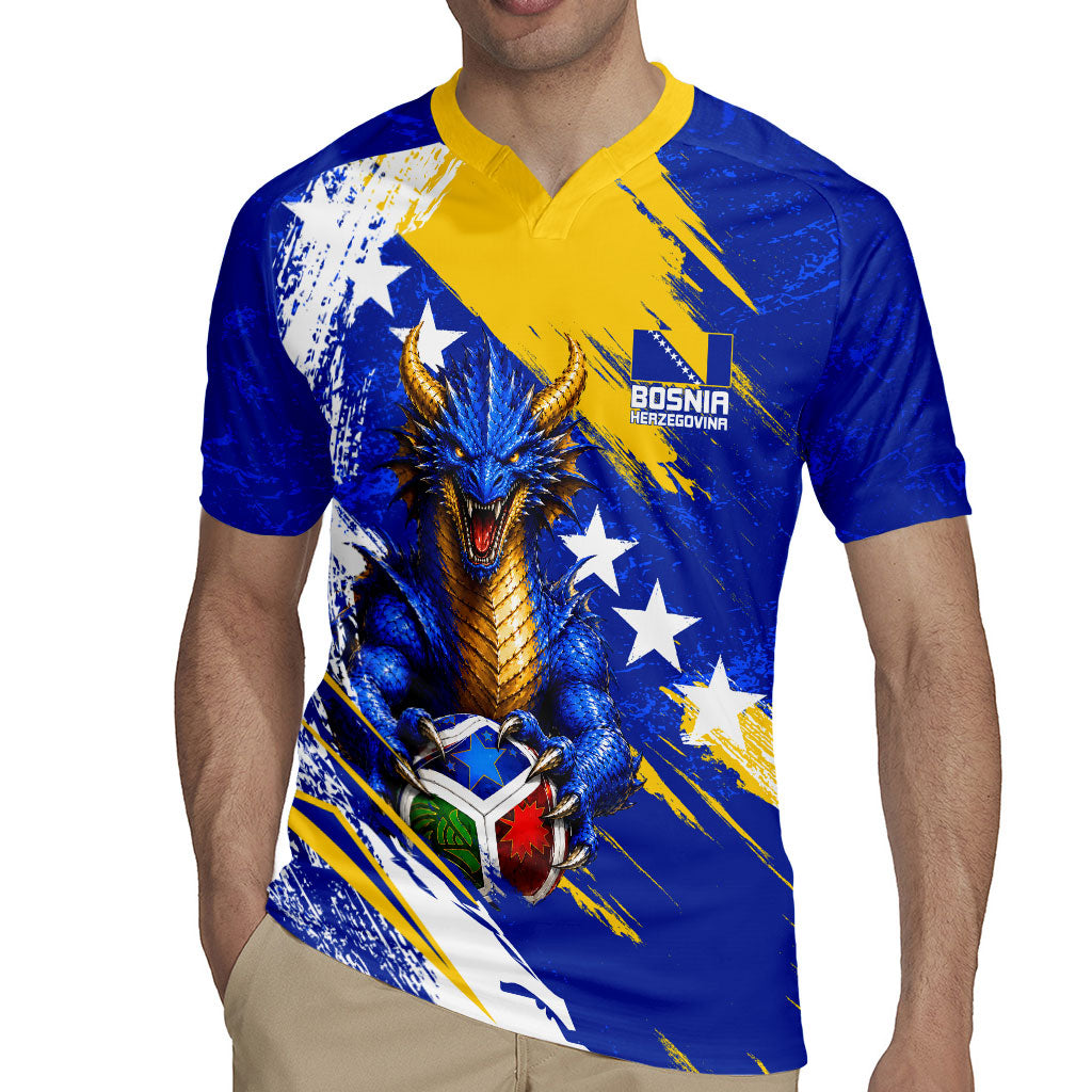 Personalized Bosnia Herzegovina Dragon Soccer Rugby Jersey Bosnian Football Flag Stars Fleur De Lis Grunge