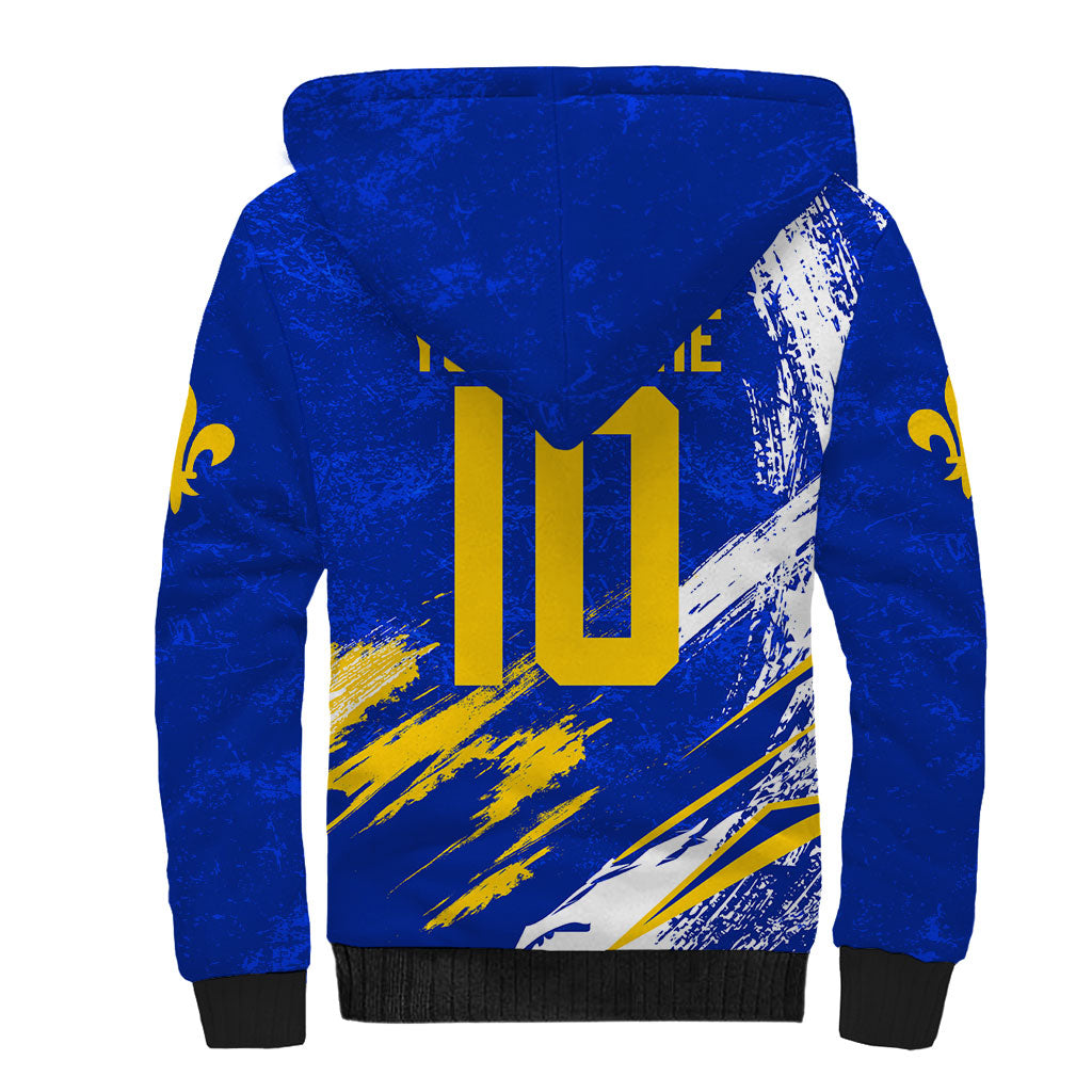 Personalized Bosnia Herzegovina Dragon Soccer Sherpa Hoodie Bosnian Football Flag Stars Fleur De Lis Grunge