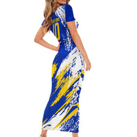 Personalized Bosnia Herzegovina Dragon Soccer Short Sleeve Bodycon Dress Bosnian Football Flag Stars Fleur De Lis Grunge
