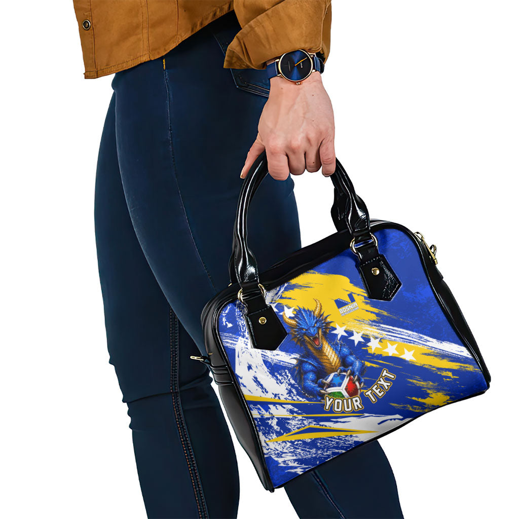 Personalized Bosnia Herzegovina Dragon Soccer Shoulder Handbag Bosnian Football Flag Stars Fleur De Lis Grunge