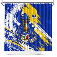Personalized Bosnia Herzegovina Dragon Soccer Shower Curtain Bosnian Football Flag Stars Fleur De Lis Grunge