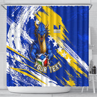 Personalized Bosnia Herzegovina Dragon Soccer Shower Curtain Bosnian Football Flag Stars Fleur De Lis Grunge
