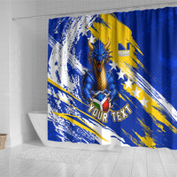 Personalized Bosnia Herzegovina Dragon Soccer Shower Curtain Bosnian Football Flag Stars Fleur De Lis Grunge