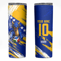 Personalized Bosnia Herzegovina Dragon Soccer Skinny Tumbler Bosnian Football Flag Stars Fleur De Lis Grunge