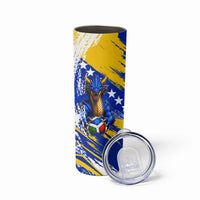 Personalized Bosnia Herzegovina Dragon Soccer Skinny Tumbler Bosnian Football Flag Stars Fleur De Lis Grunge
