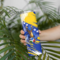 Personalized Bosnia Herzegovina Dragon Soccer Skinny Tumbler Bosnian Football Flag Stars Fleur De Lis Grunge