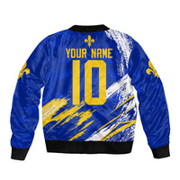 Personalized Bosnia Herzegovina Dragon Soccer Sleeve Zip Bomber Jacket Bosnian Football Flag Stars Fleur De Lis Grunge