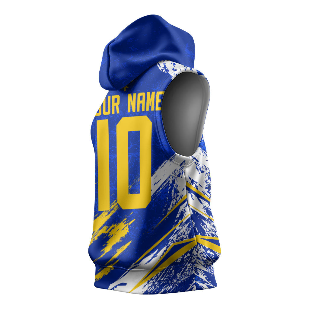Personalized Bosnia Herzegovina Dragon Soccer Sleeveless Hoodie Bosnian Football Flag Stars Fleur De Lis Grunge