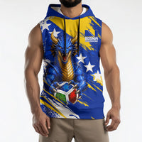 Personalized Bosnia Herzegovina Dragon Soccer Sleeveless Hoodie Bosnian Football Flag Stars Fleur De Lis Grunge