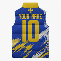 Personalized Bosnia Herzegovina Dragon Soccer Sleeveless Puffer Jacket Bosnian Football Flag Stars Fleur De Lis Grunge