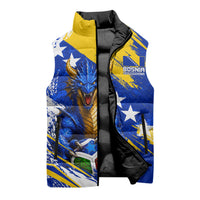 Personalized Bosnia Herzegovina Dragon Soccer Sleeveless Puffer Jacket Bosnian Football Flag Stars Fleur De Lis Grunge