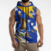 Personalized Bosnia Herzegovina Dragon Soccer Sleeveless Zip Hoodie Bosnian Football Flag Stars Fleur De Lis Grunge