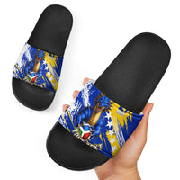 Personalized Bosnia Herzegovina Dragon Soccer Slide Sandals Bosnian Football Flag Stars Fleur De Lis Grunge