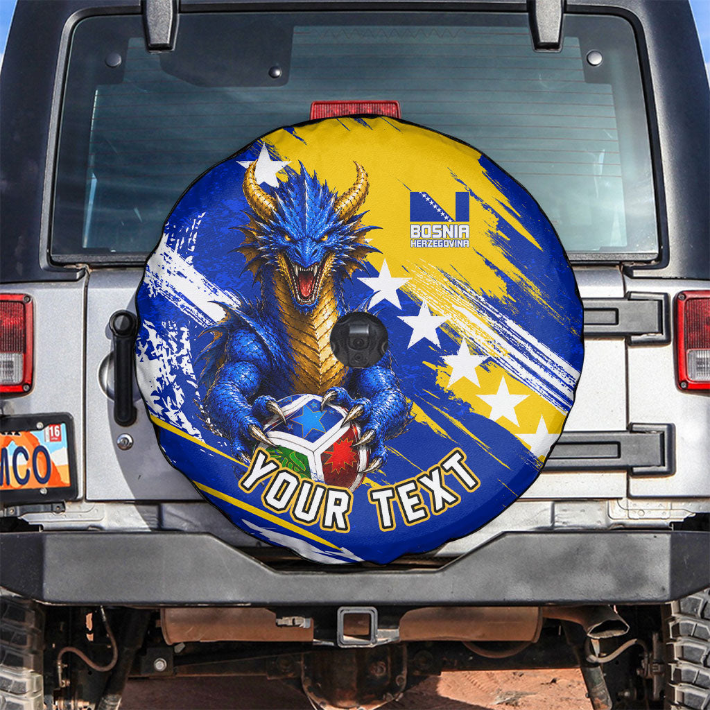 Personalized Bosnia Herzegovina Dragon Soccer Spare Tire Cover Bosnian Football Flag Stars Fleur De Lis Grunge