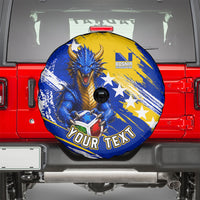 Personalized Bosnia Herzegovina Dragon Soccer Spare Tire Cover Bosnian Football Flag Stars Fleur De Lis Grunge