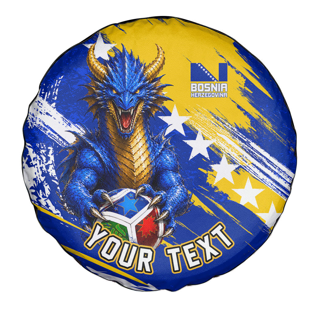 Personalized Bosnia Herzegovina Dragon Soccer Spare Tire Cover Bosnian Football Flag Stars Fleur De Lis Grunge