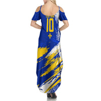 Personalized Bosnia Herzegovina Dragon Soccer Summer Maxi Dress Bosnian Football Flag Stars Fleur De Lis Grunge