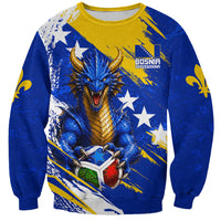 Personalized Bosnia Herzegovina Dragon Soccer Sweatshirt Bosnian Football Flag Stars Fleur De Lis Grunge