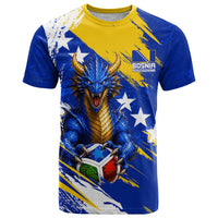 Personalized Bosnia Herzegovina Dragon Soccer T Shirt Bosnian Football Flag Stars Fleur De Lis Grunge