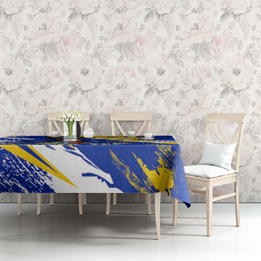 Personalized Bosnia Herzegovina Dragon Soccer Tablecloth Bosnian Football Flag Stars Fleur De Lis Grunge