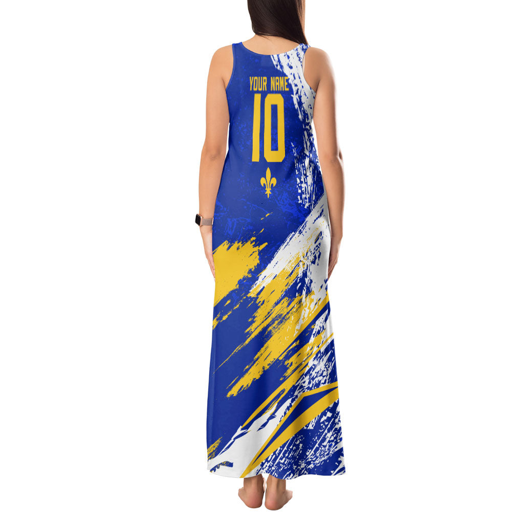 Personalized Bosnia Herzegovina Dragon Soccer Tank Maxi Dress Bosnian Football Flag Stars Fleur De Lis Grunge