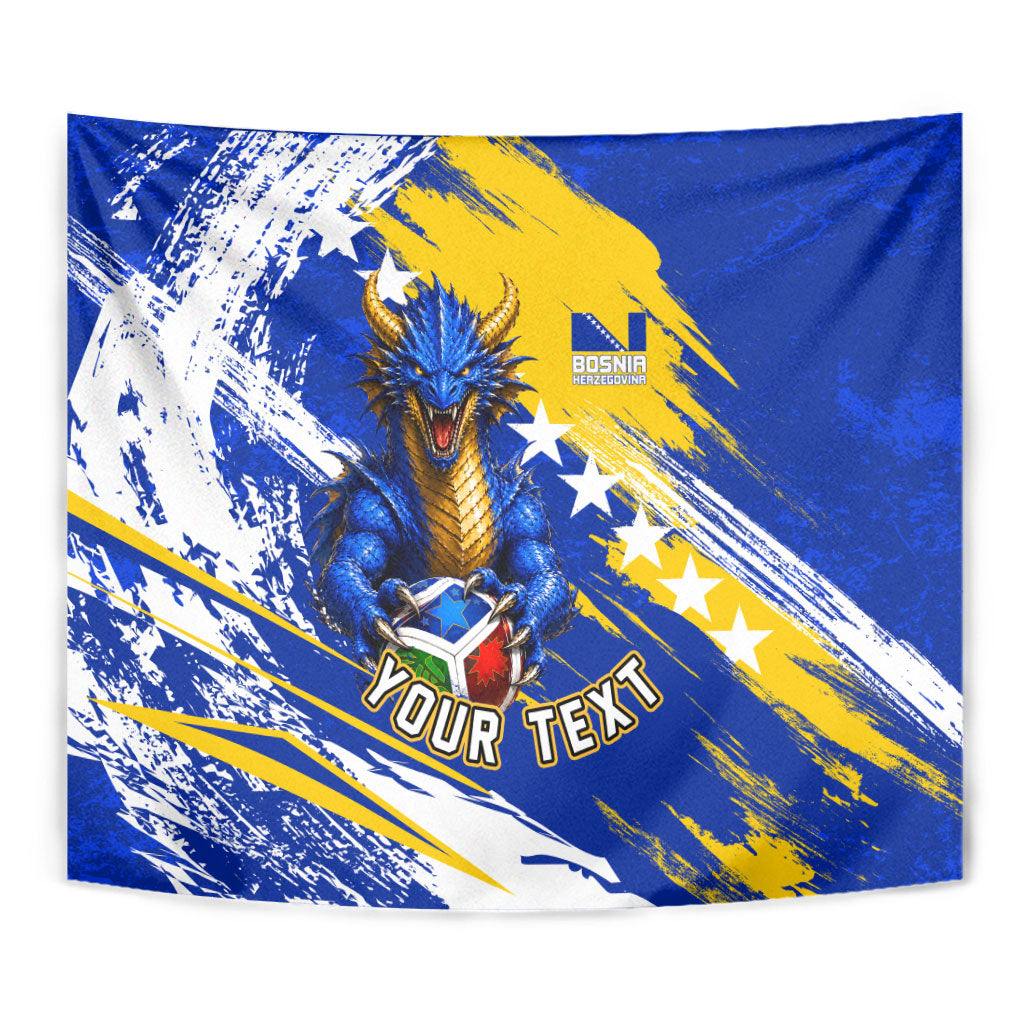 Personalized Bosnia Herzegovina Dragon Soccer Tapestry Bosnian Football Flag Stars Fleur De Lis Grunge