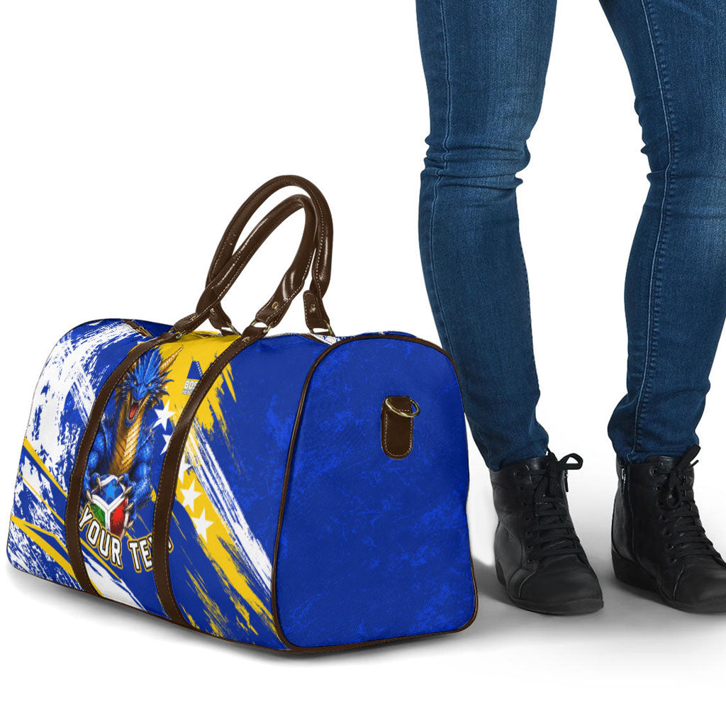 Personalized Bosnia Herzegovina Dragon Soccer Travel Bag Bosnian Football Flag Stars Fleur De Lis Grunge