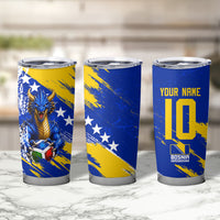 Personalized Bosnia Herzegovina Dragon Soccer Tumbler Cup Bosnian Football Flag Stars Fleur De Lis Grunge