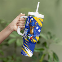 Personalized Bosnia Herzegovina Dragon Soccer Tumbler With Handle Bosnian Football Flag Stars Fleur De Lis Grunge