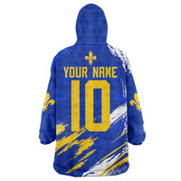 Personalized Bosnia Herzegovina Dragon Soccer Wearable Blanket Hoodie Bosnian Football Flag Stars Fleur De Lis Grunge