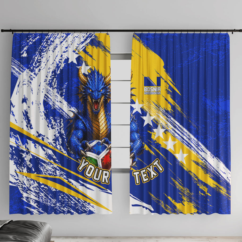 Personalized Bosnia Herzegovina Dragon Soccer Window Curtain Bosnian Football Flag Stars Fleur De Lis Grunge