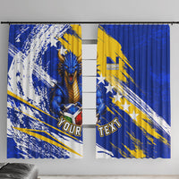 Personalized Bosnia Herzegovina Dragon Soccer Window Curtain Bosnian Football Flag Stars Fleur De Lis Grunge