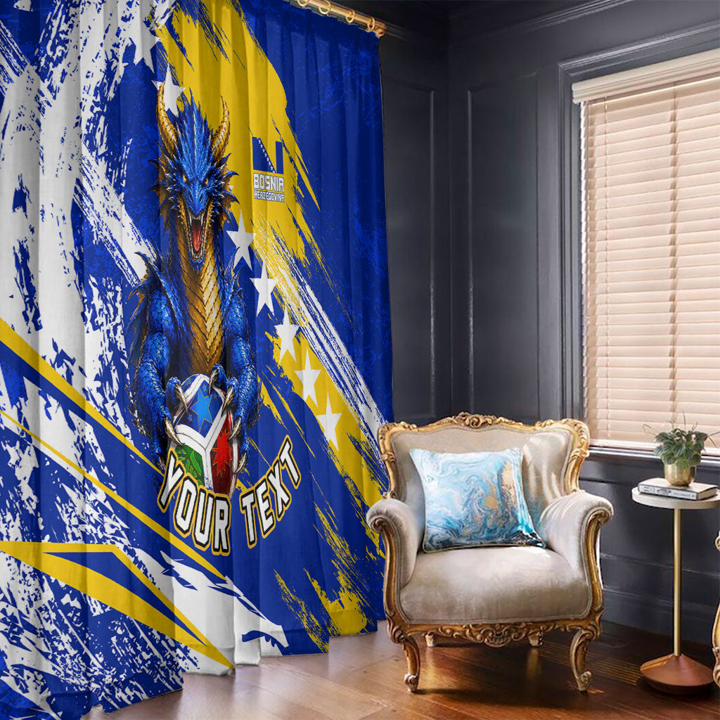 Personalized Bosnia Herzegovina Dragon Soccer Window Curtain Bosnian Football Flag Stars Fleur De Lis Grunge
