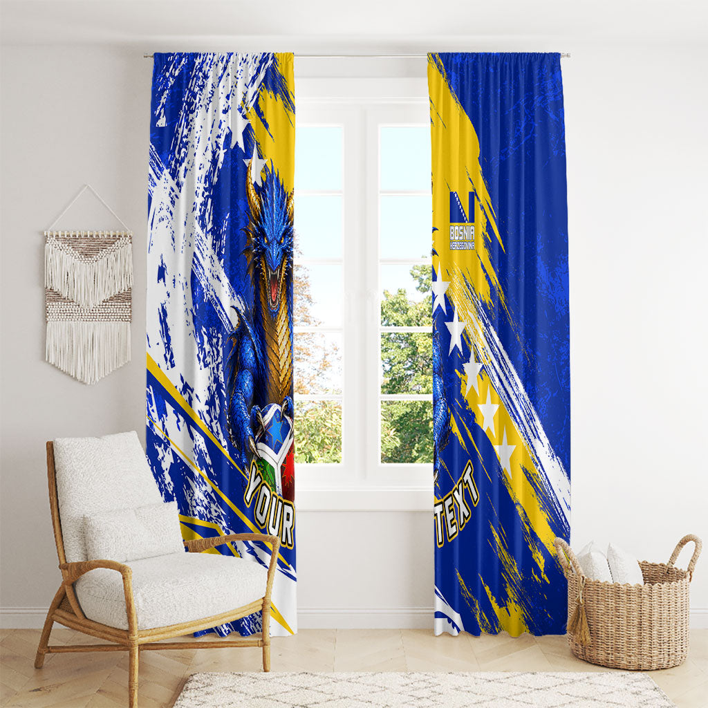 Personalized Bosnia Herzegovina Dragon Soccer Window Curtain Bosnian Football Flag Stars Fleur De Lis Grunge